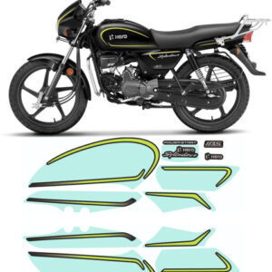 ULTRA FULL BIKE STICKER KIT FOR SPLENDOR PLUS 2021 BLACK GREEN ULTRA FULL BIKE STICKER KIT FOR SPLENDOR PLUS 2021 BLACK GREEN