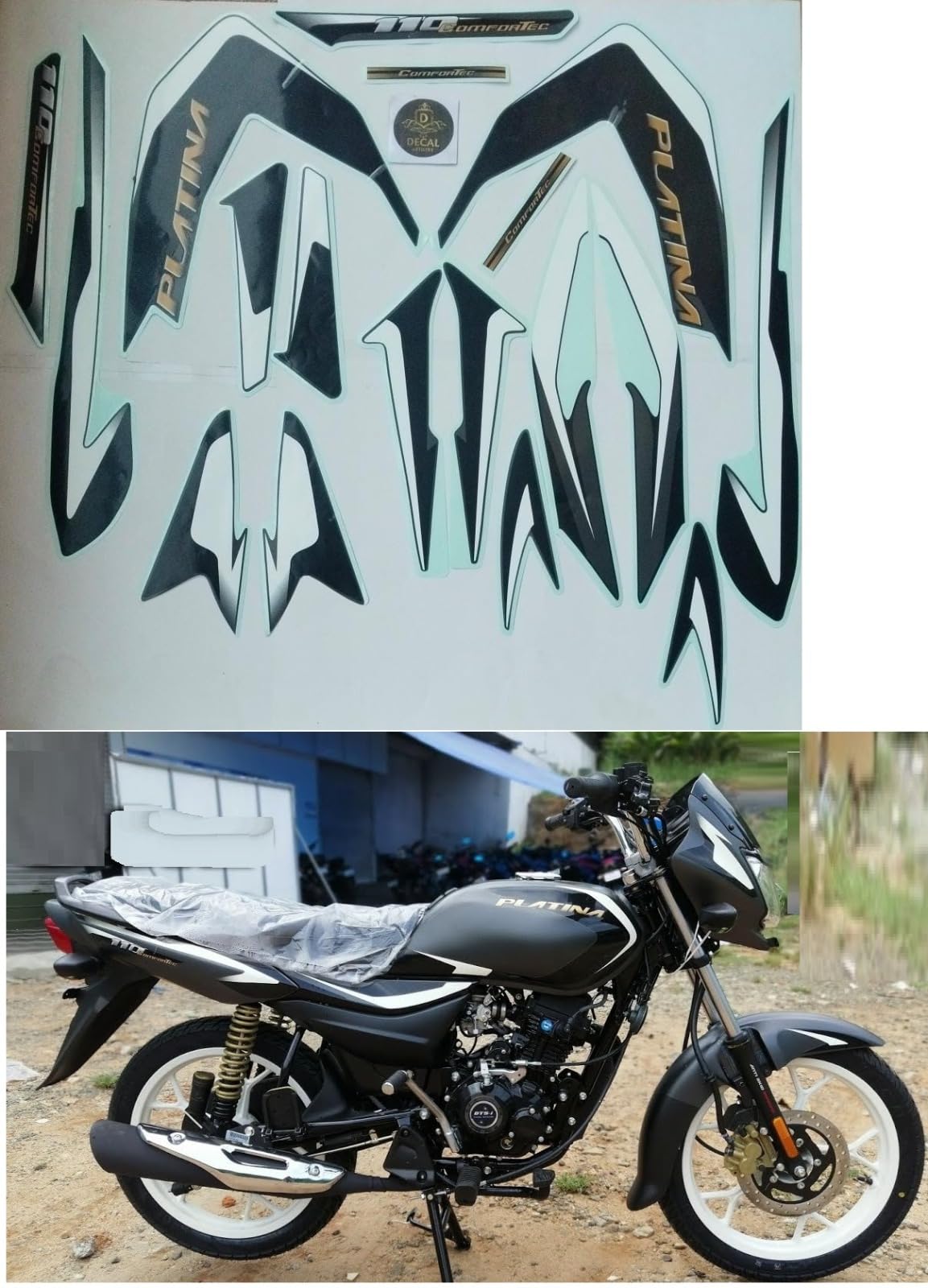 ULTRA FULL BIKE STICKER KIT FOR PLATINA 100 ES BLACK GREY