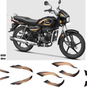 ULTRA FULL BIKE STICKER KIT FOR Splendor plus 2021 black golden ULTRA FULL BIKE STICKER KIT FOR Splendor plus 2021 black golden