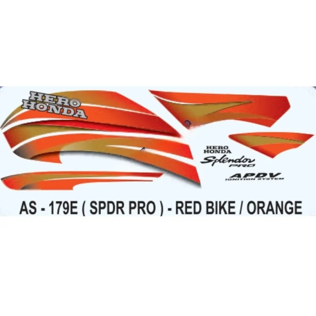 ULTRA FULL BIKE STICKER KIT FOR SPLENDOR PRO GLASS RED ORANGE