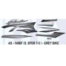 ULTRA FULL BIKE STICKER KIT FOR H. SUPER SPLENDOR TYPE6 BLACK GREY