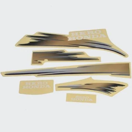 ULTRA FULL BIKE STICKER KIT FOR PASSION old model BLACK GOLDEN